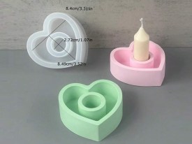 Molde silicona porta vela larga corazon